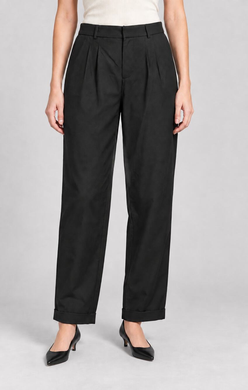The Kooples Pleated Trousers Women's 40/ US 8 Black Cuffed Tailored Pants NWT